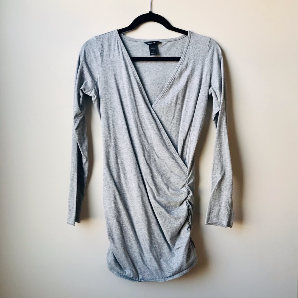 Moda Grey Ruched-Side Tee (Size M)